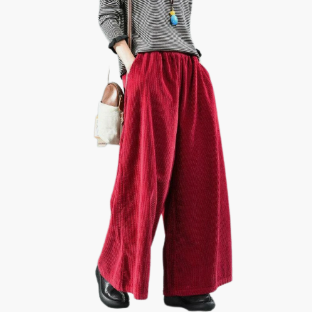 Ladies Classic Straight Leg Corduroy Pants - Vossary