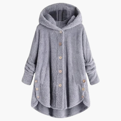 Ladies Warm Hooded Coat with Button Front