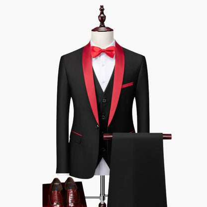 Classic Red Contrast Three Piece Suit