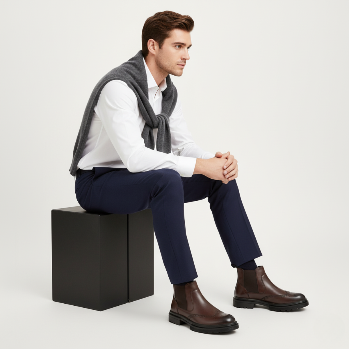 Stylish Men's Leather Ankle Boots
