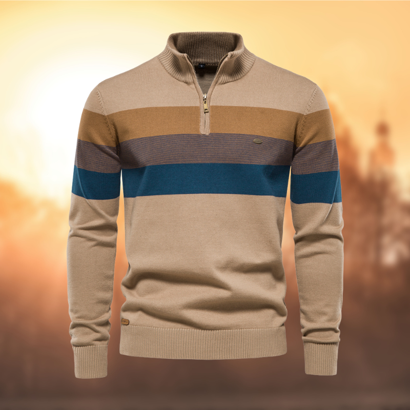 Comfy Striped Crew Neck Cotton Sweater