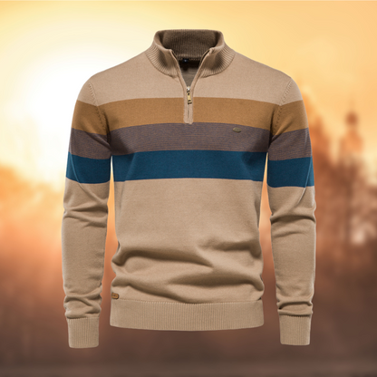 Comfy Striped Crew Neck Cotton Sweater
