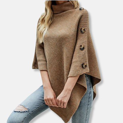Cozy Women's Knit Poncho with Oversized Fit