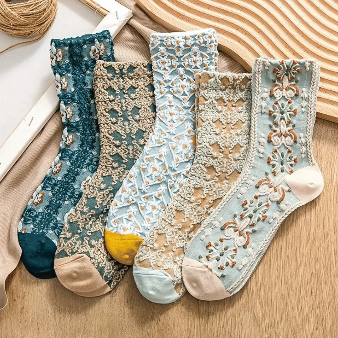 Colorful Textured Crew Socks - EasyApparels