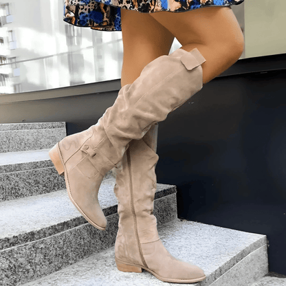 Luxurious Leather Mid Calf Boots - Vossary
