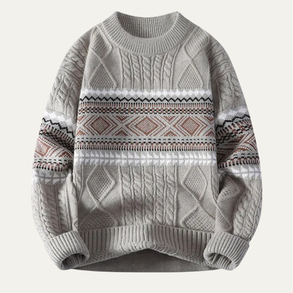 Cozy Mens Nordic Pattern Cable Knit Sweater
