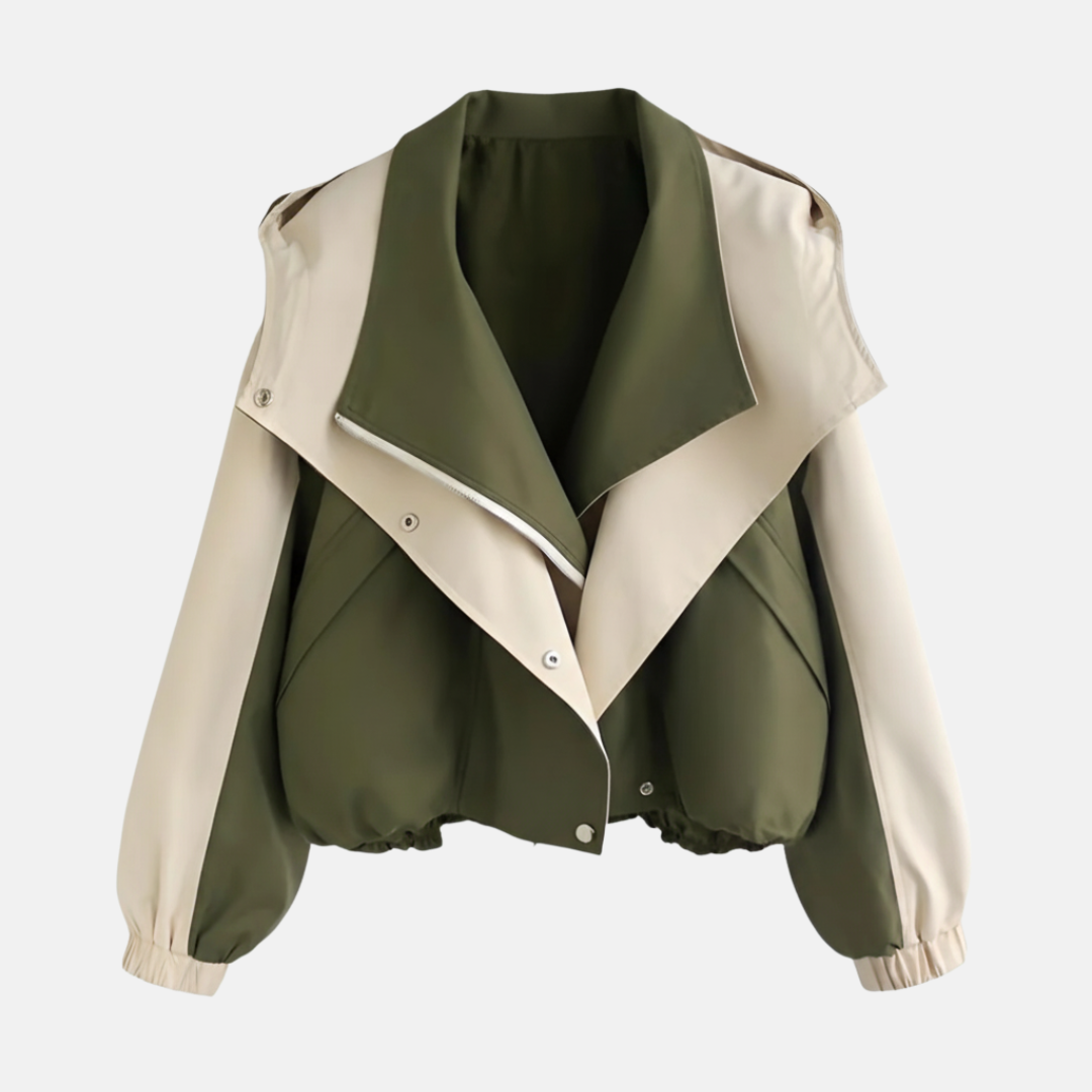 Casual Oversized Two Tone Snap Jacket - EasyApparels