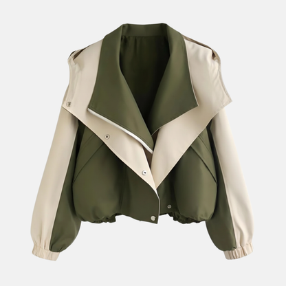 Casual Oversized Two Tone Snap Jacket - EasyApparels