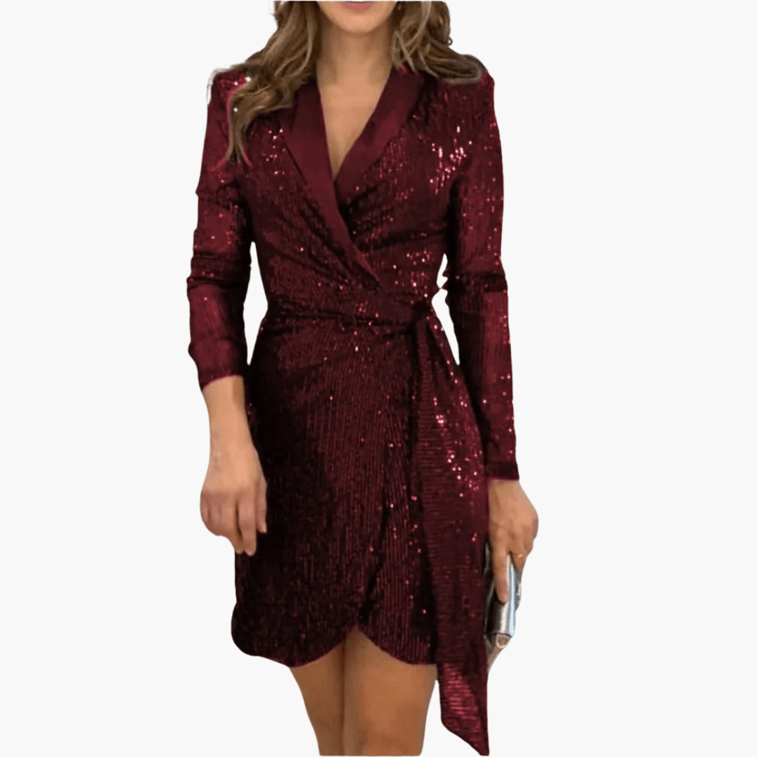 Glittery Wrap Dress for Women - Chic & Partywear - Vossary