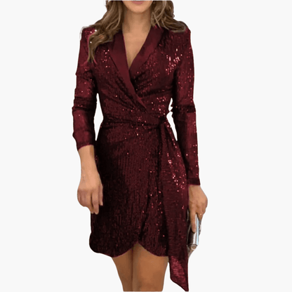 Glittery Wrap Dress for Women - Chic & Partywear - Vossary