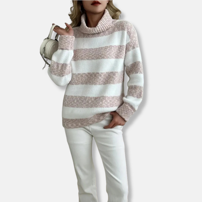 Soft Womens Crew Neck Striped Sweatshirt