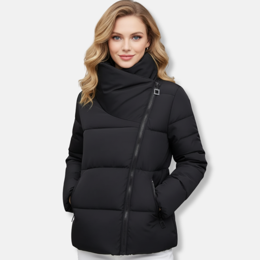 Warm Women's Padded Coat with Zip Front - EasyApparels