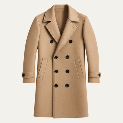 Classic Double Breasted Wool Overcoat for Men - Vossary