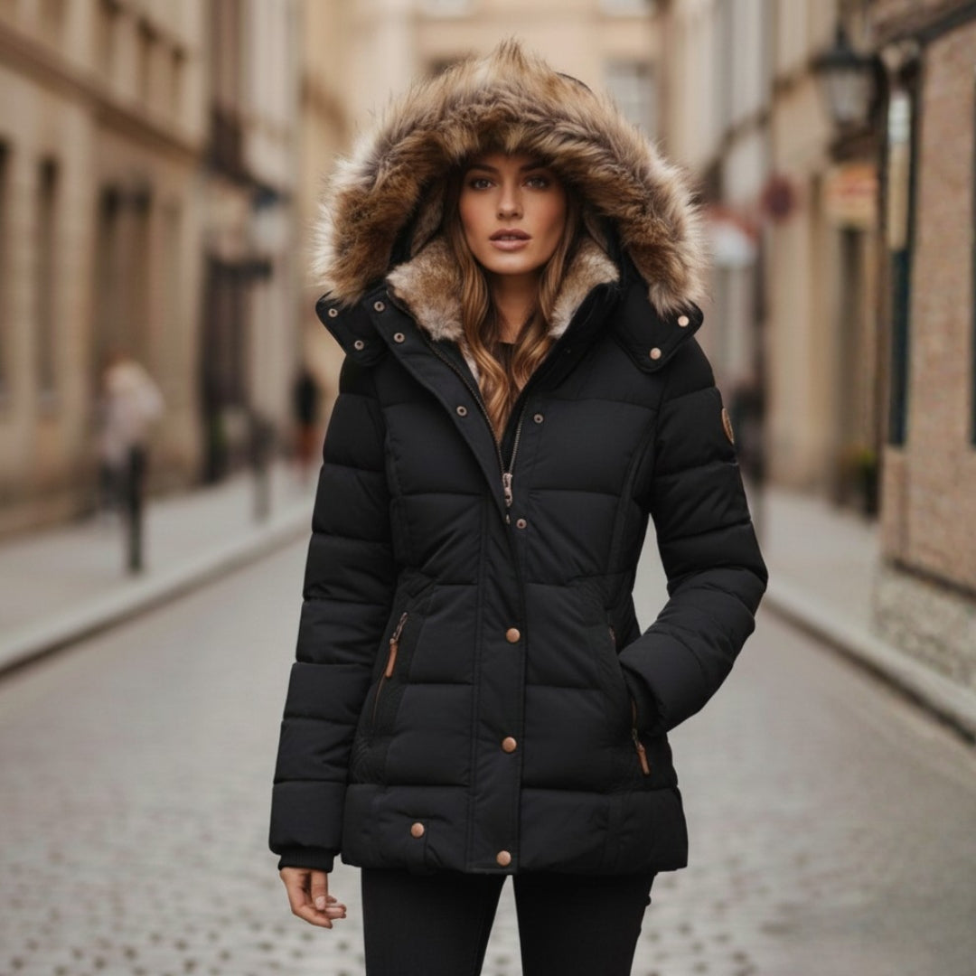 Ladies Warm Quilted Parka Jacket - Vossary