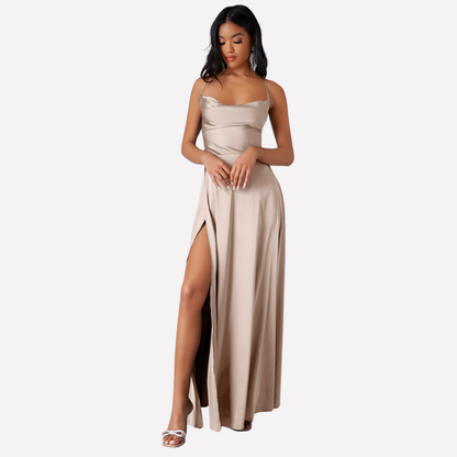 Sleeveless Flowy Maxi Dress with High Side Split - Vossary