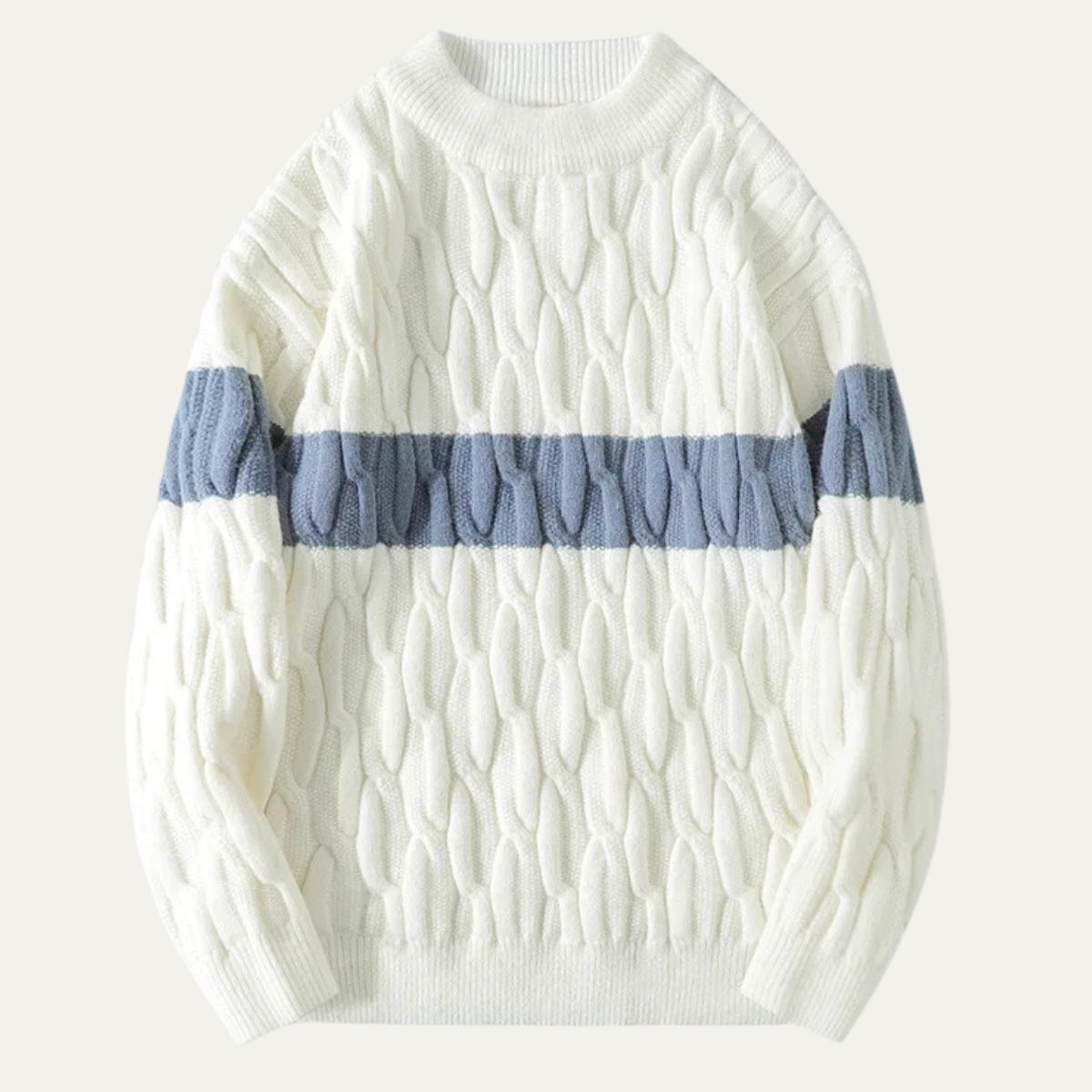 Stylish Men's Soft Cable Knit Crew Sweater - Vossary