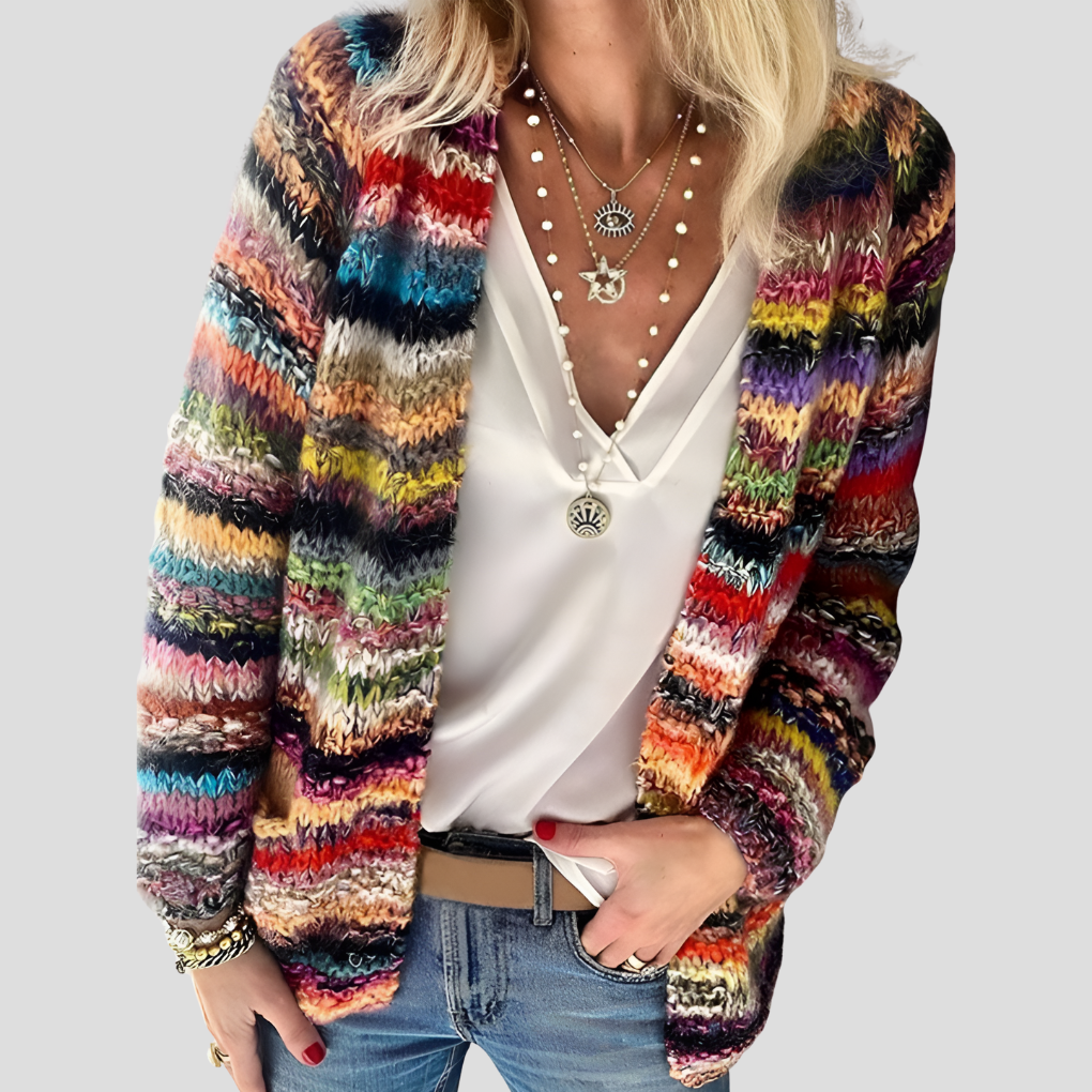 Cozy Multicolor Sweater Cardigan - Vossary