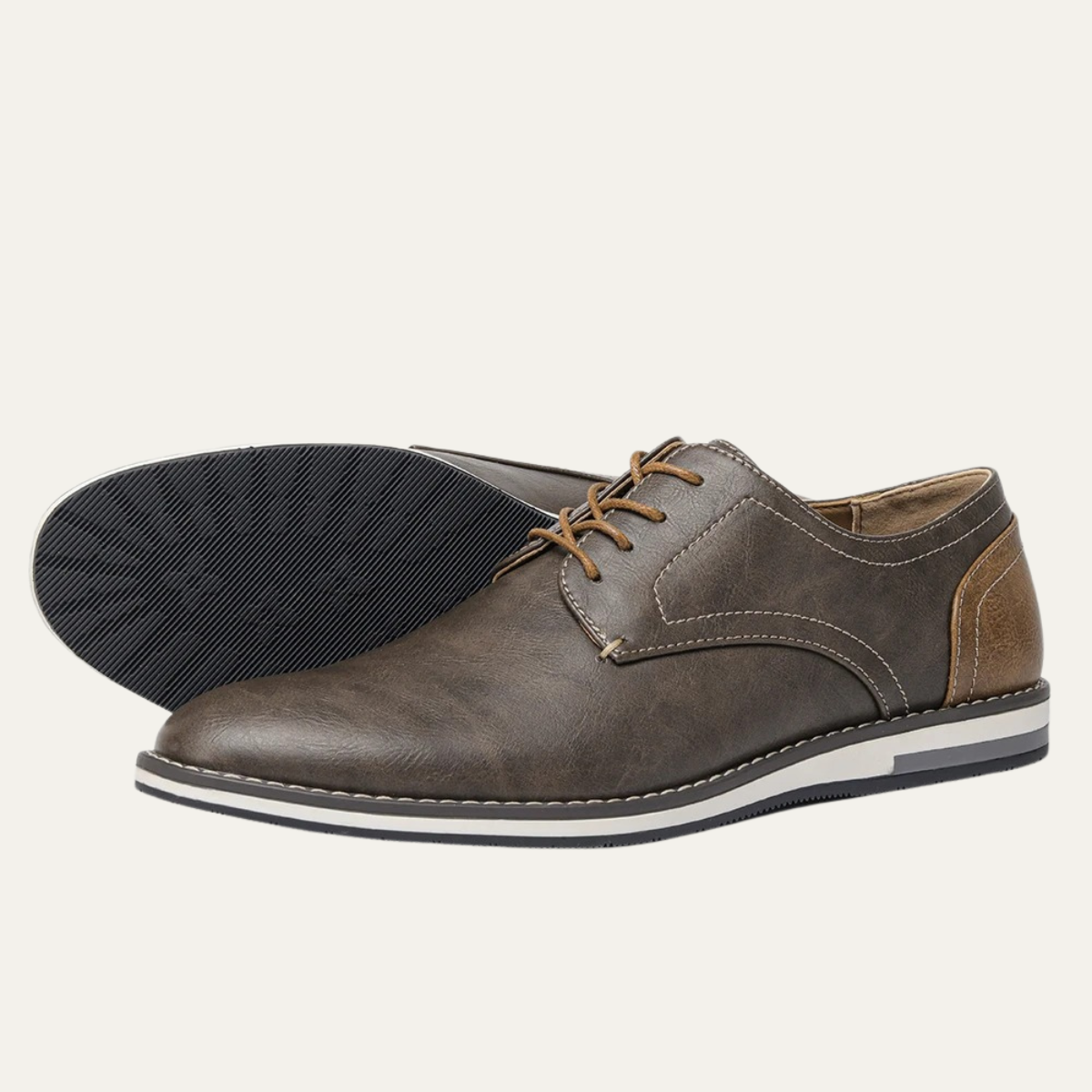 Classic Brown Leather Lace Up Sneakers - Vossary