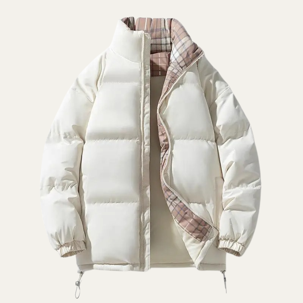 Warm Men's Puffer Coat with Stand Up Collar - Vossary
