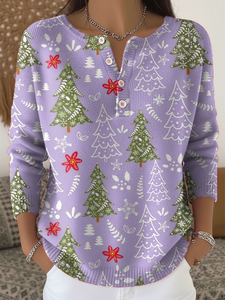 Festive Holiday Sweatshirt with Buttons