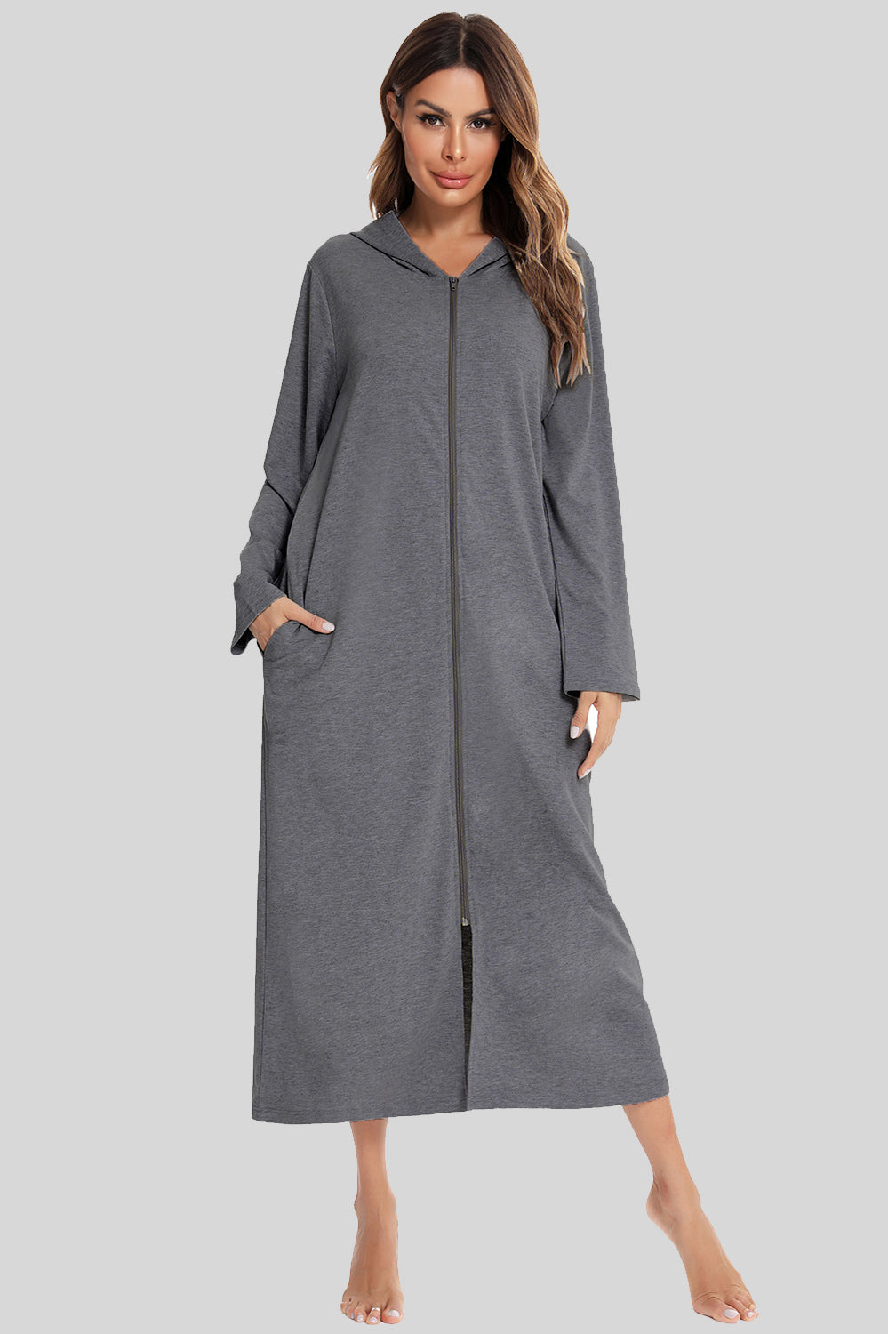 Comfortable Hoodie Nightgown with Pockets