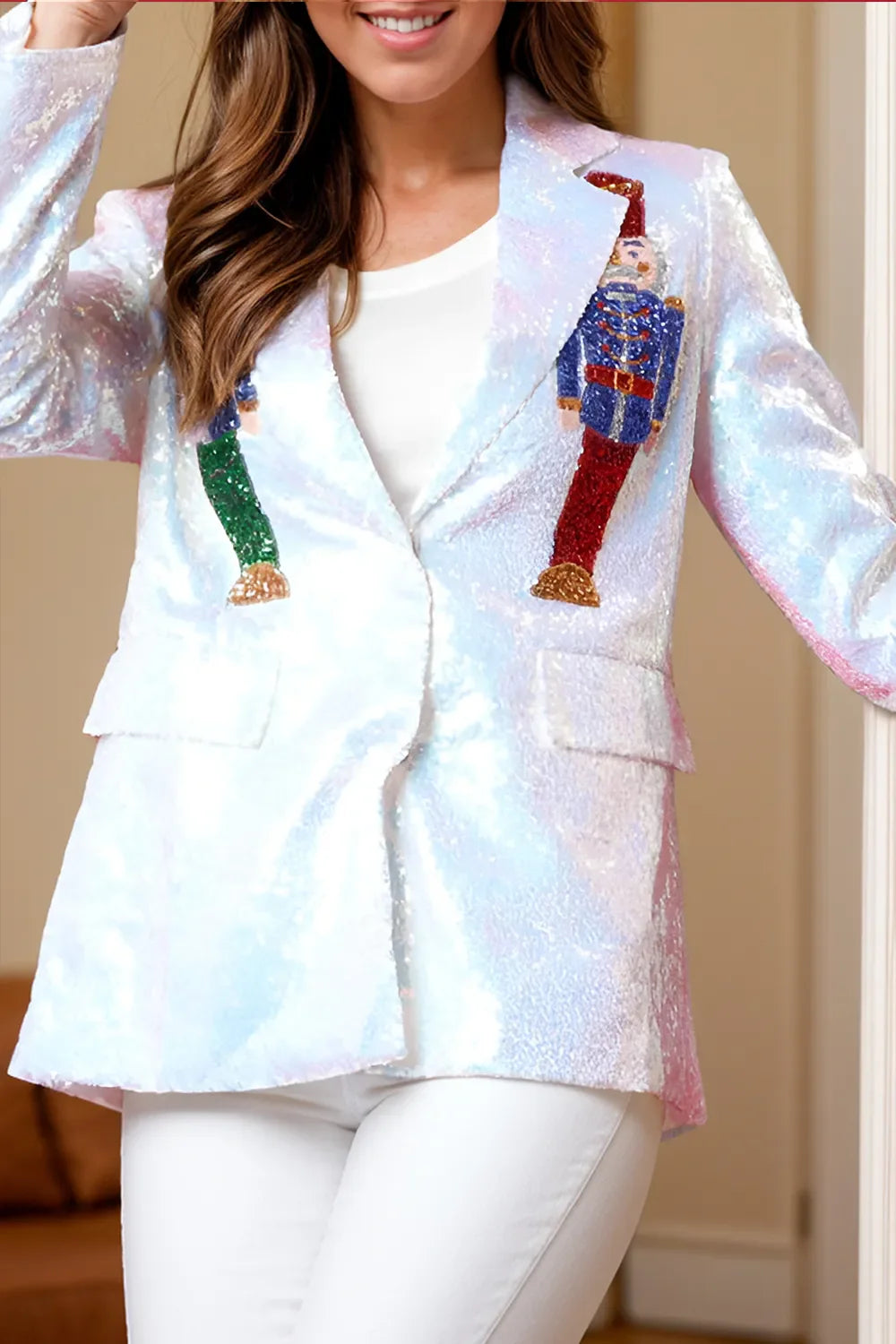 Glittery Christmas Long Sleeve Jacket