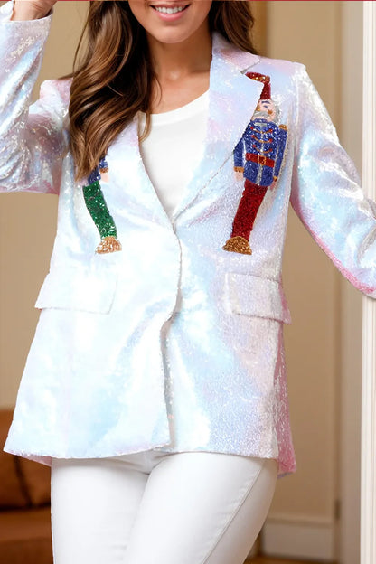 Glittery Christmas Long Sleeve Jacket