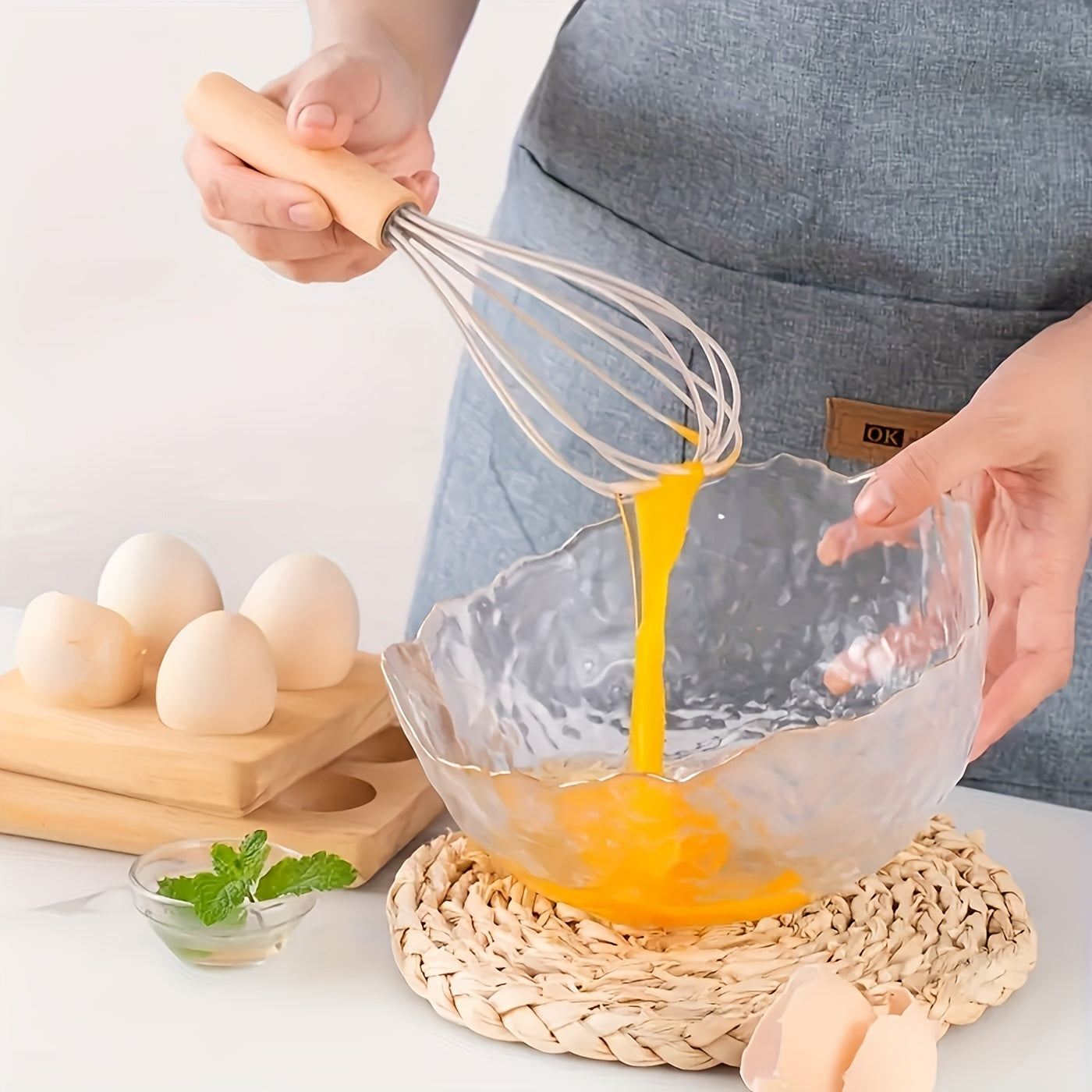Minimalist Silicone and Wood Utensil Set
