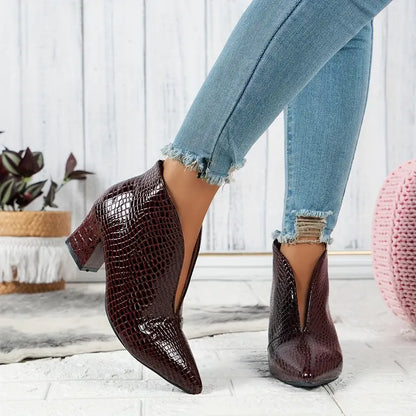 Women's Distressed Ankle Boots with Low Heel