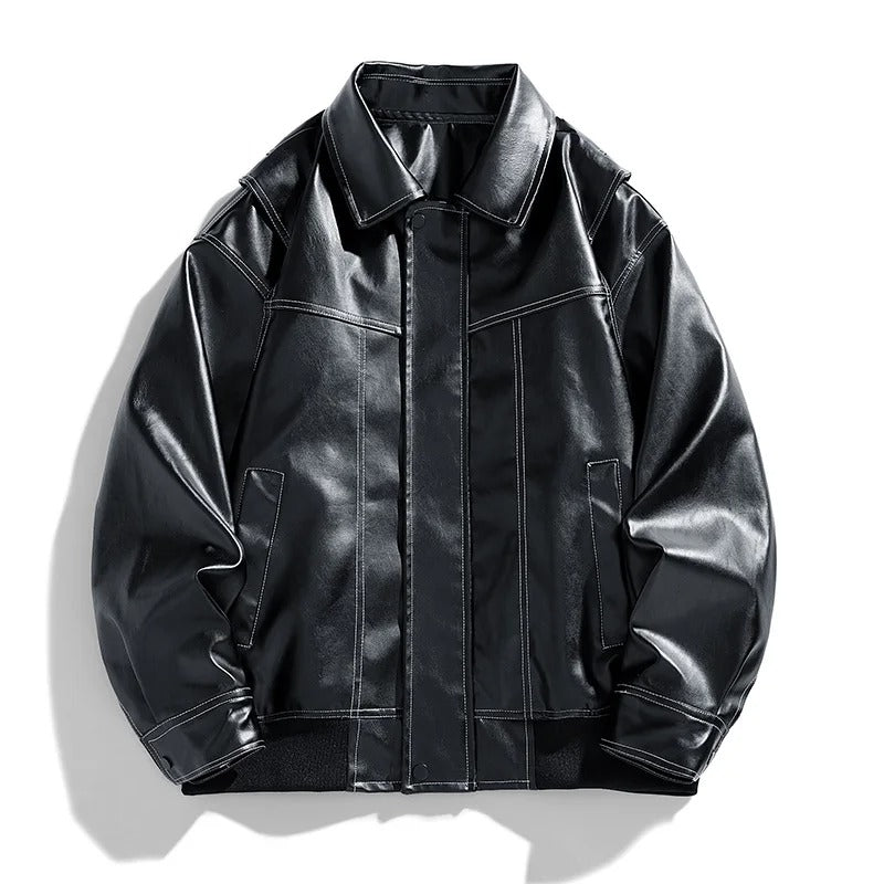 Stylish Men's Large Leather Aviation Jacket - EasyApparels