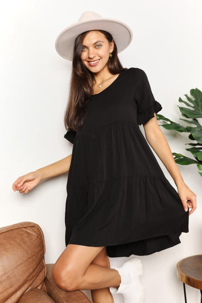 Women's Floral Ruffle Tiered V-Neck Dress