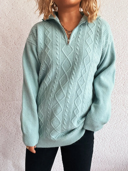 Soft Cable Knit Long Sleeve Sweater - EasyApparels