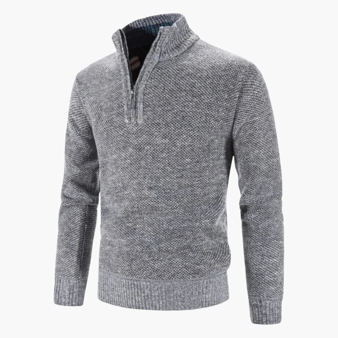 Warm Mens Textured Half Zip Sweater
