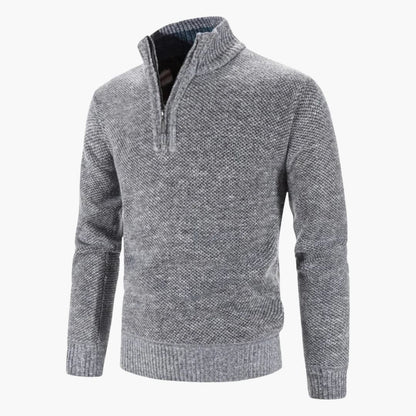 Warm Mens Textured Half Zip Sweater