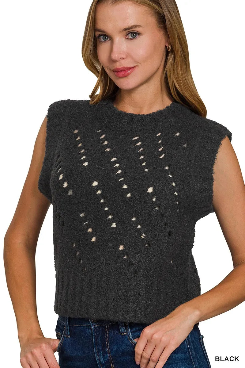 Cozy Cable Knit Wool Sweater Vest - EasyApparels