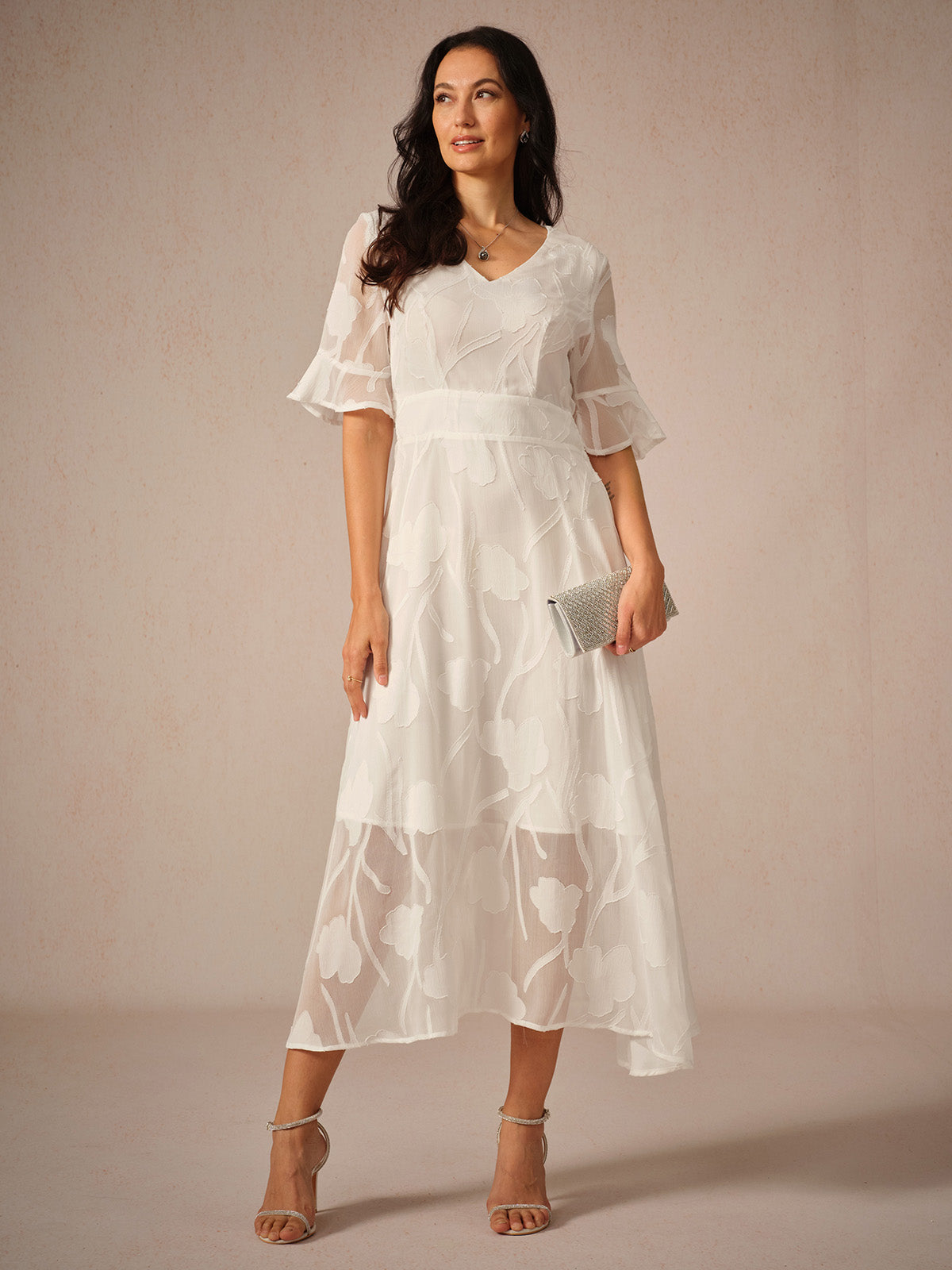 Lovely Long Floral V Neck Maxi Dress - EasyApparels