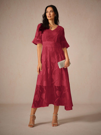 Lovely Long Floral V Neck Maxi Dress
