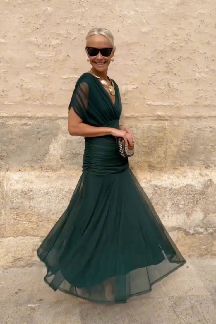 Beautiful V-neck Evening Formal Maxi Dress
