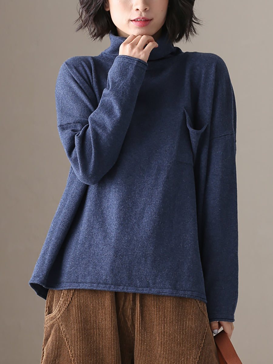 Casual Fit Turtleneck Top | Long Sleeve Shirt
