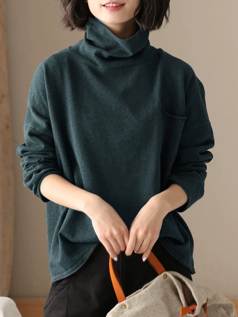 Casual Fit Turtleneck Top | Long Sleeve Shirt