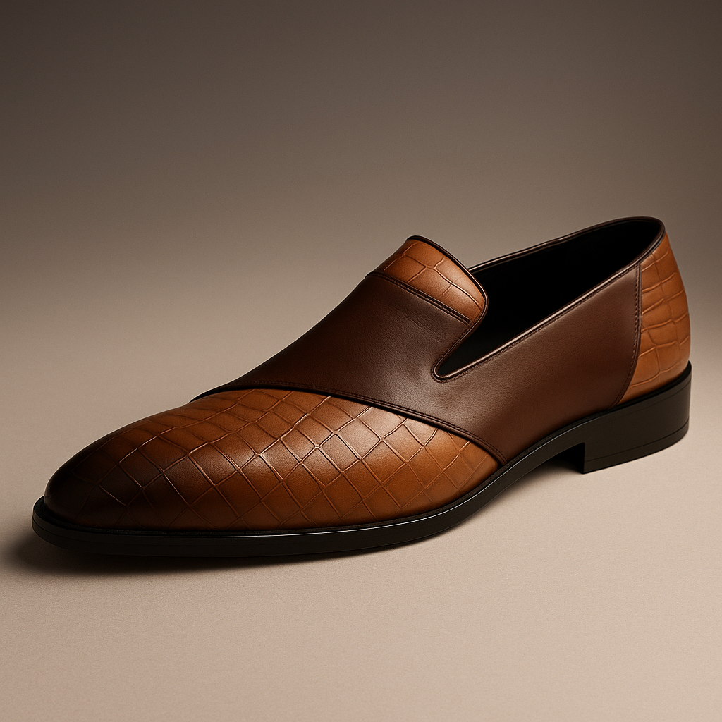 Premium Brown Leather Slip On Shoes - EasyApparels
