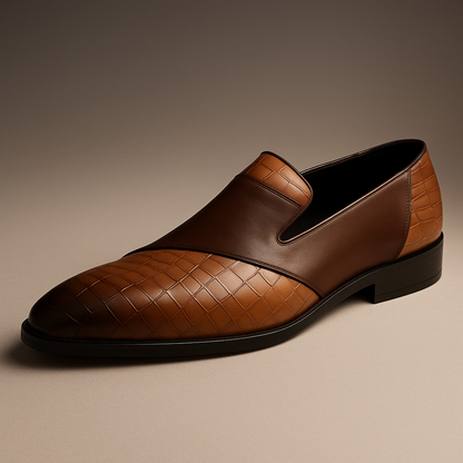 Premium Brown Leather Slip On Shoes - EasyApparels