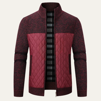 Warm Men's Black Puffer Quilted Jacket - Vossary