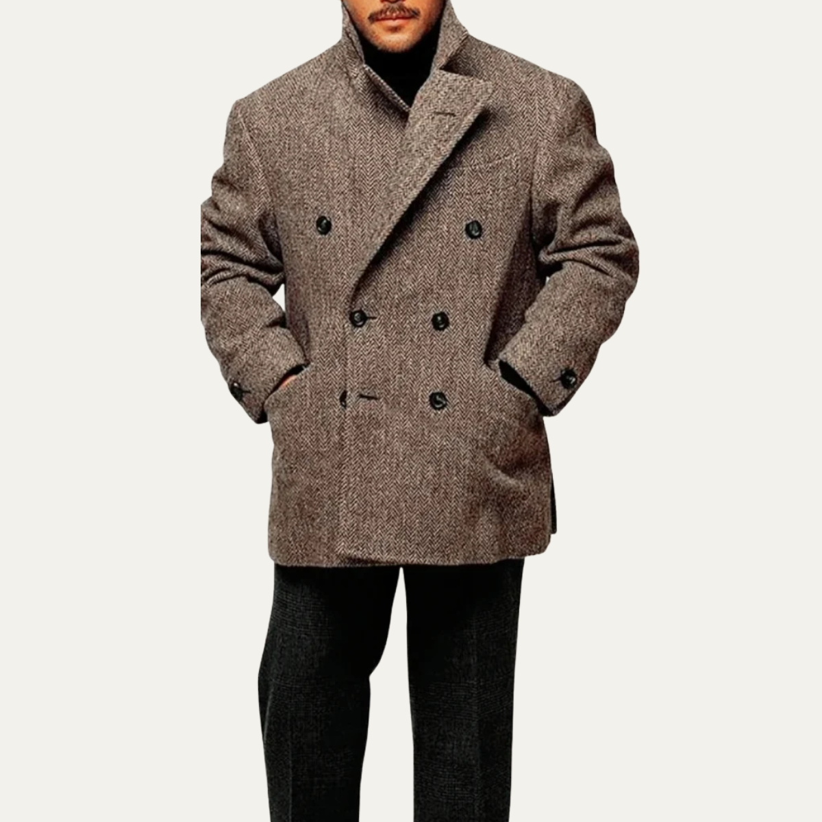 Classic Men's Brown Herringbone Blazer Jacket