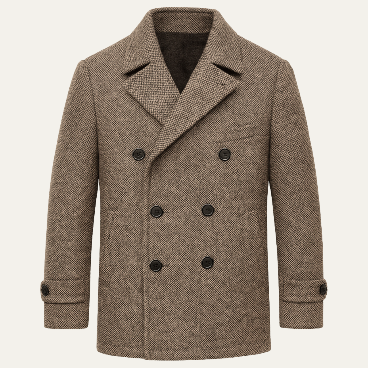 Classic Men's Brown Herringbone Blazer Jacket - Vossary
