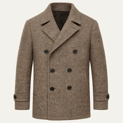 Classic Men's Brown Herringbone Blazer Jacket - Vossary