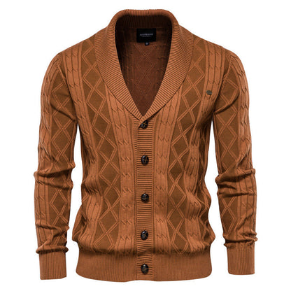 Cozy Crew Neck Men's Cardigan Sweater