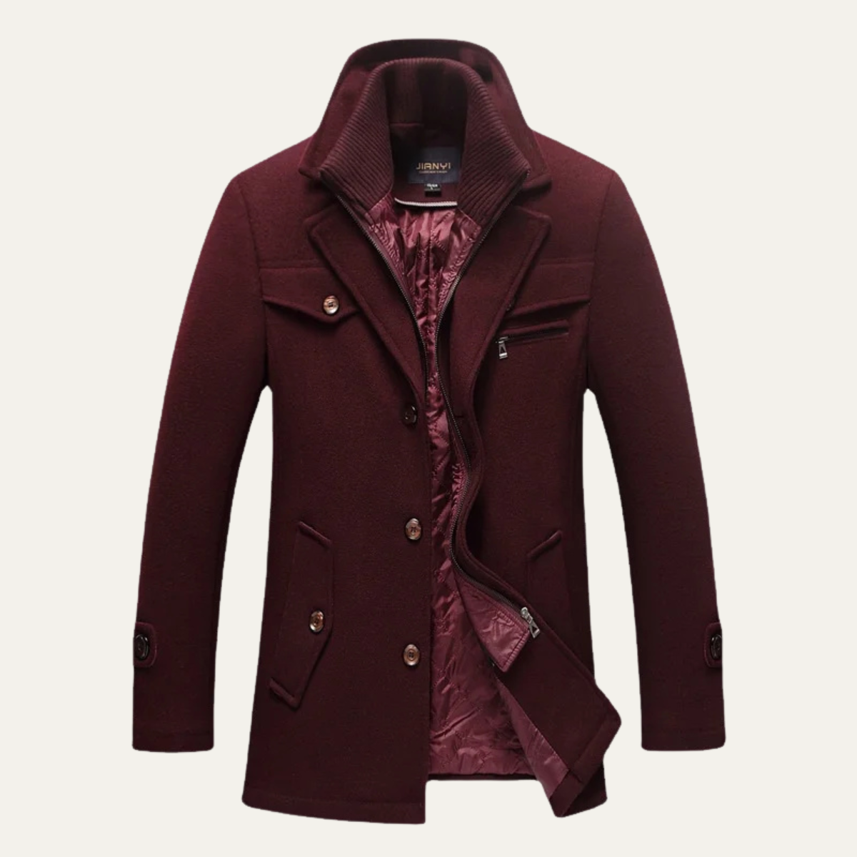Warm Wool Blend Mens Winter Smart Coat