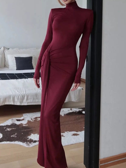 Comfortable High Neck Floor Length Maxi Dress