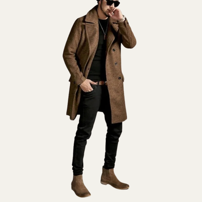 Classic Men's Wool Overcoat with Pockets